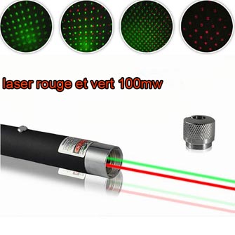 stylo pointeur laser vert et rouge 100mw 
